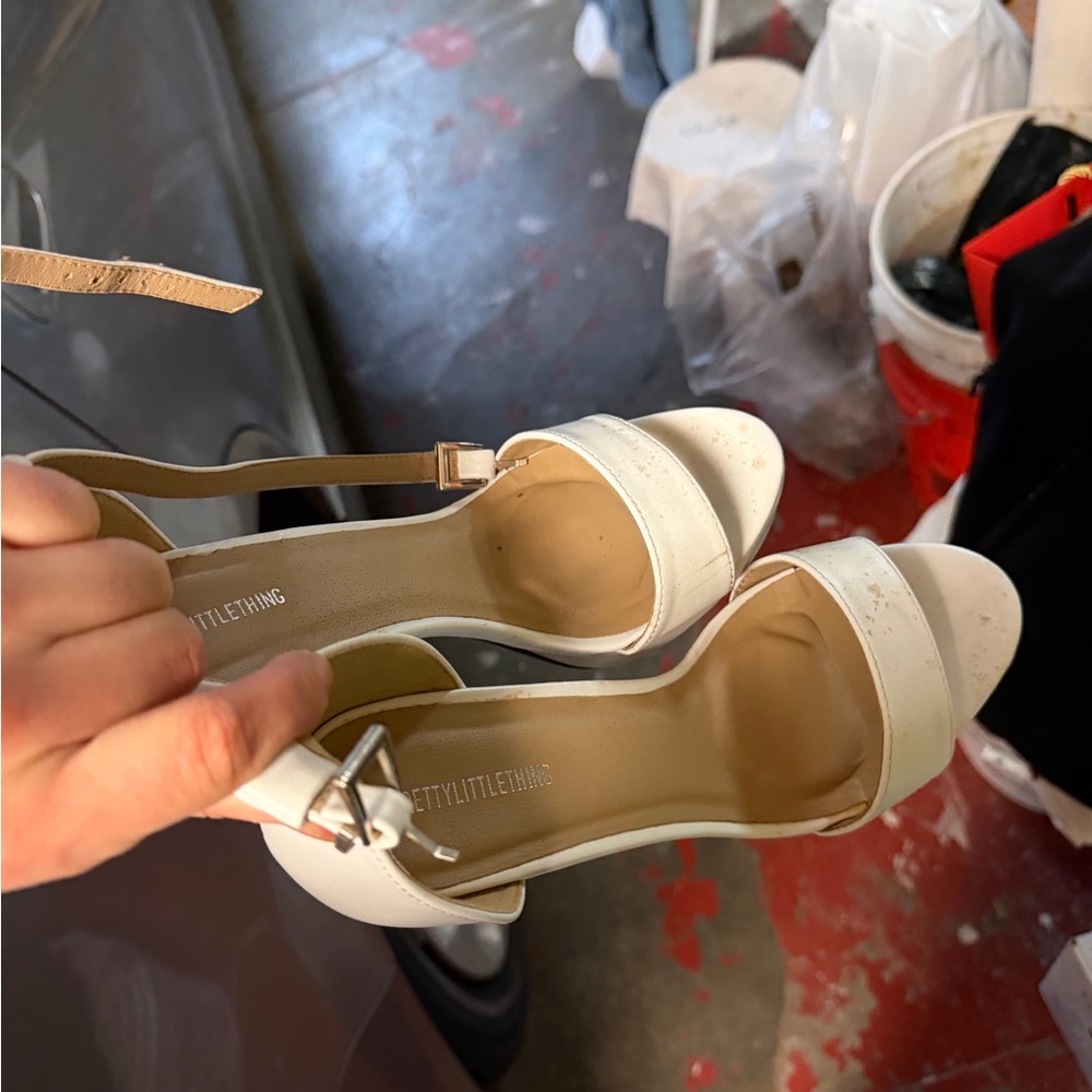 PrettyLittleThing Cream Heeled Sandals